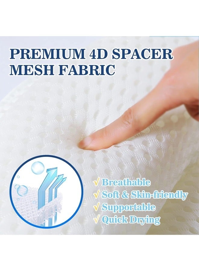 يلا جوي وسادة استحمام، وسادة فاخرة لحوض الاستحمام لدعم الرقبة والظهر، مسند رأس لحوض الاستحمام مصنوع من قماش شبكي ناعم ثلاثي الأبعاد وأكواب شفط مانعة للانزلاق، إكسسوارات استحمام مريحة وهدايا سبا (أبيض) - Image 3